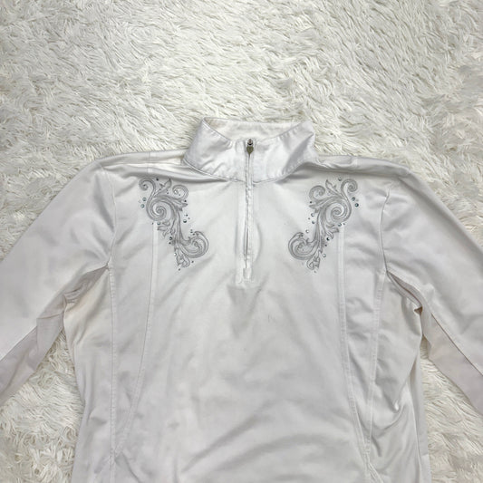 Women’s Large White Sparkle Ariat Long Sleeve Horseback Riding Sunshirt