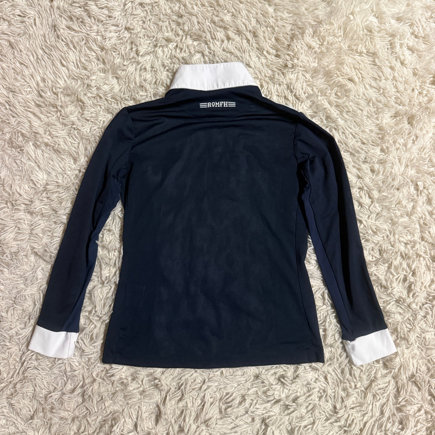 Child’s XL Navy/White Romfh Long Sleeve Horseback Riding Show Shirt