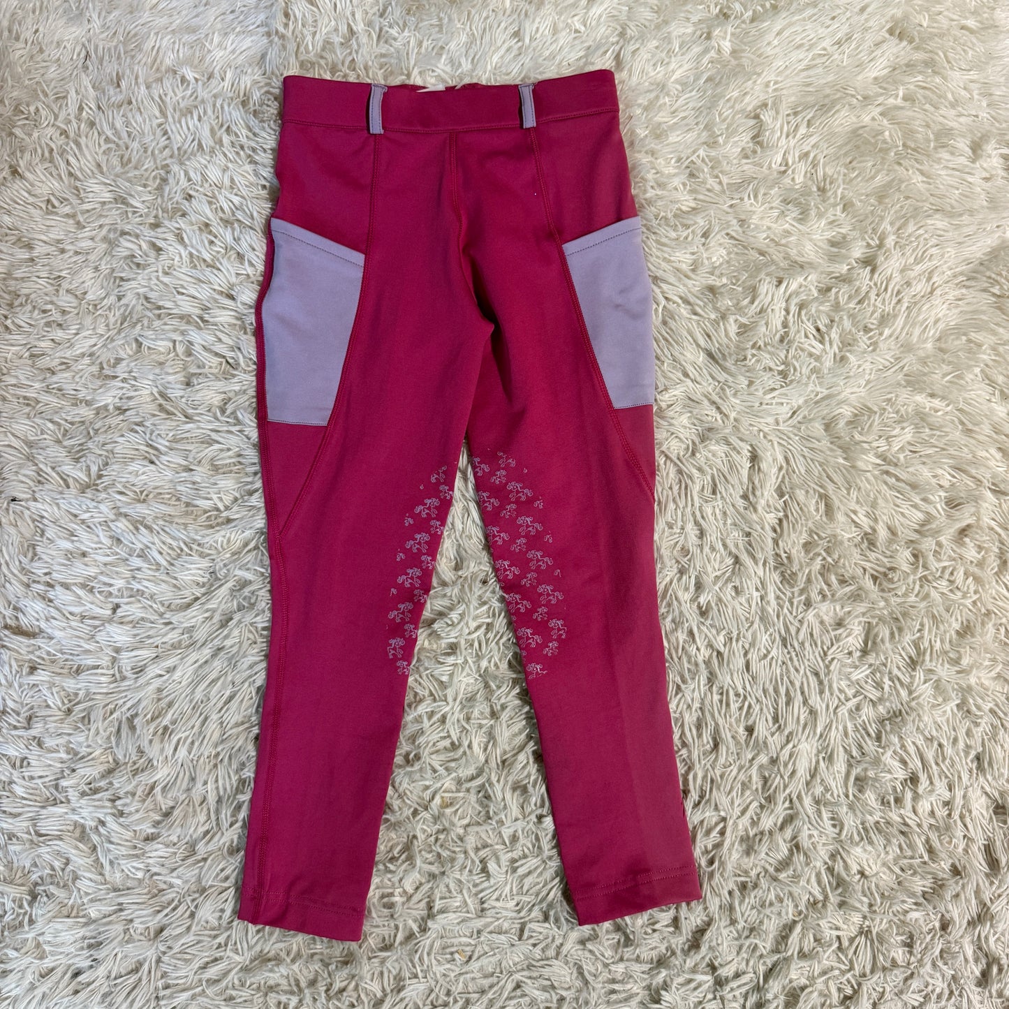 Child’s Size 10 Pink Belle & Bow Knee Patch Horseback Riding Tights