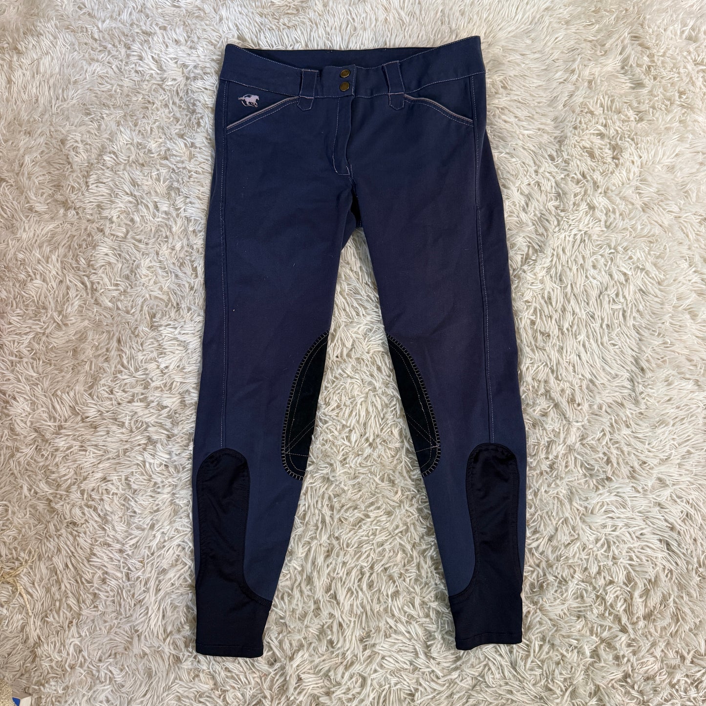 Women’s Size 28R Blue Smartpak Piper Knee Patch Horseback Riding Breeches