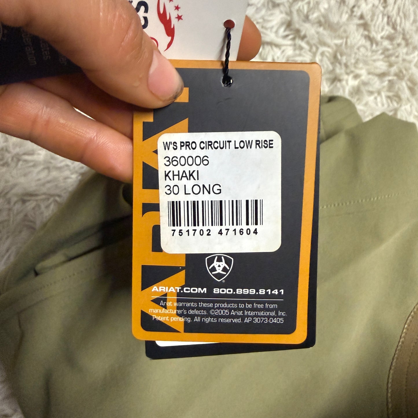 New Women’s Size 30L Tan Ariat Side Zip Knee Patch Horseback Riding Breeches