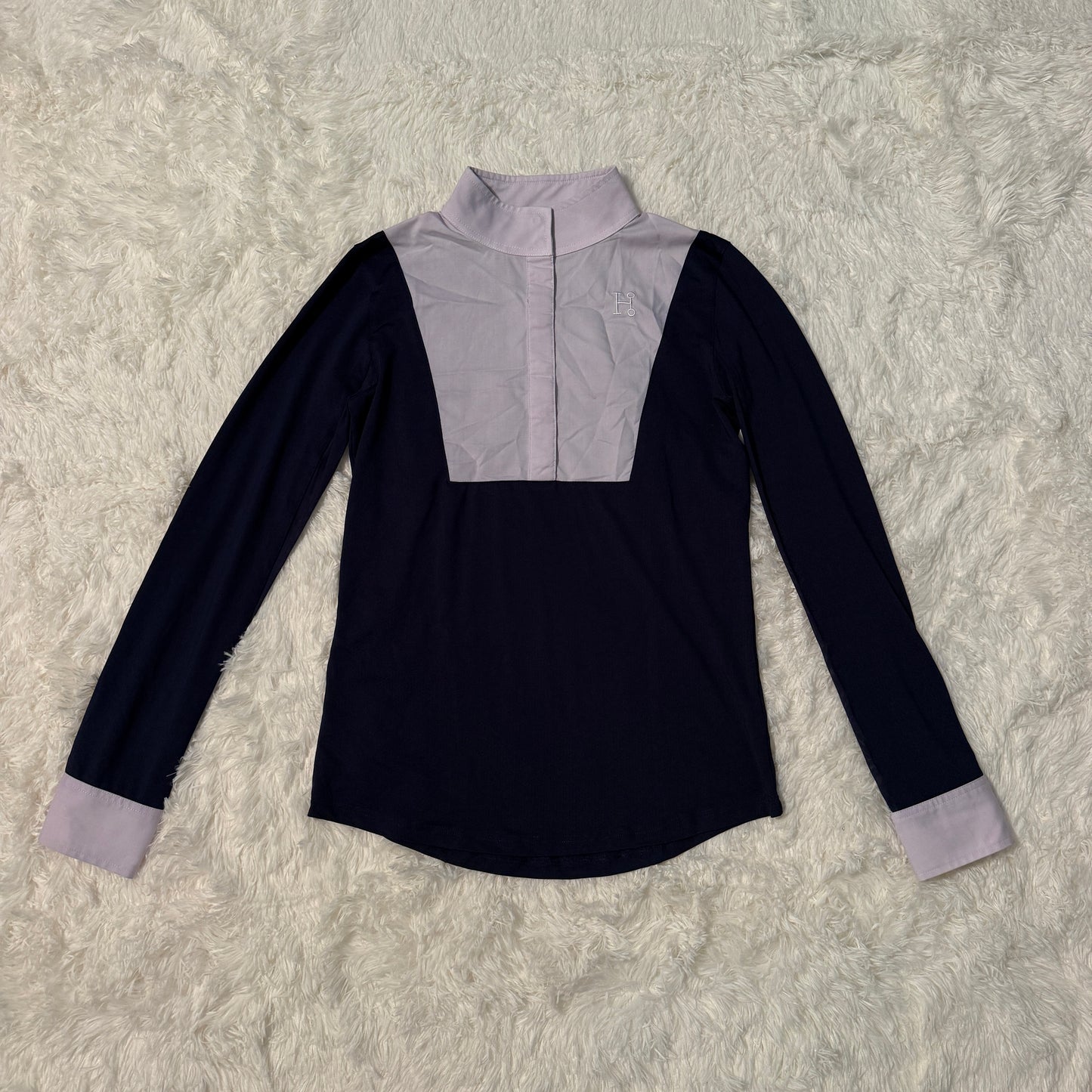 Women’s Small Navy/White Smartpak Long Sleeve Horseback Riding Show Shirt