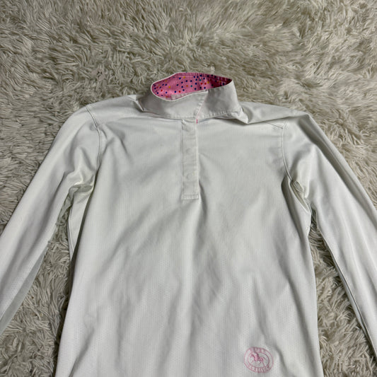 Child’s Large White Essex Classics Long Sleeve Horseback Riding Show Shirt