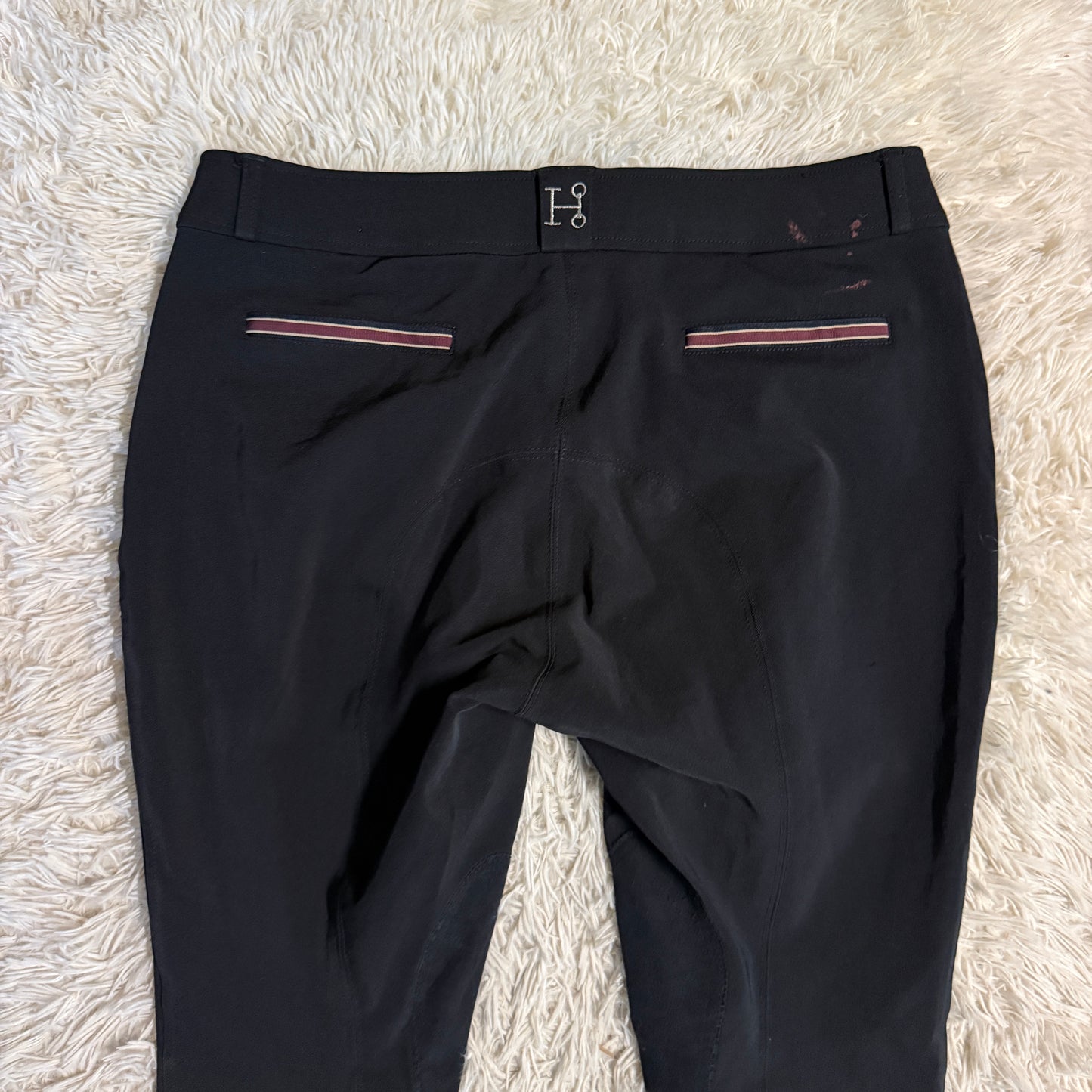 Women’s Size 38R Black Smartpak Hadley Knee Patch Horseback Riding Breeches