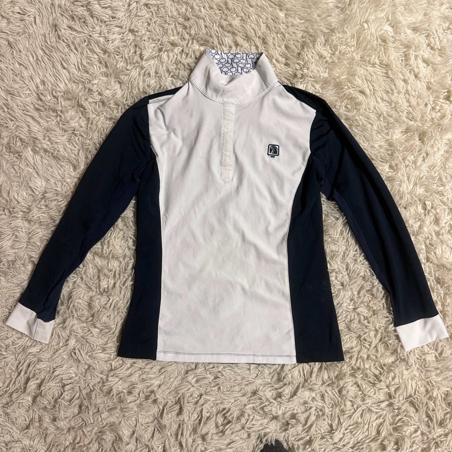 Child’s XL Navy/White Romfh Long Sleeve Horseback Riding Show Shirt