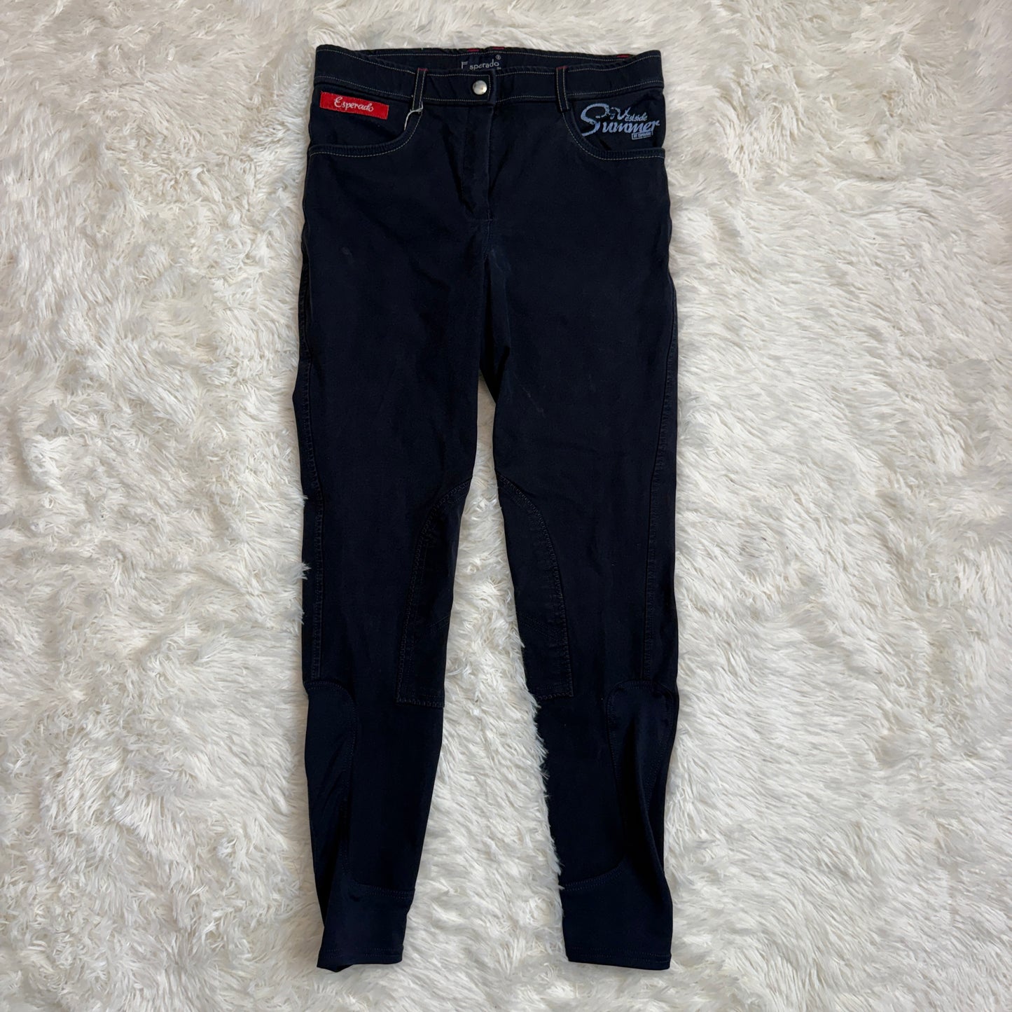 Women’s Size IT38 Navy Esperado Knee Patch Horseback Riding Breeches