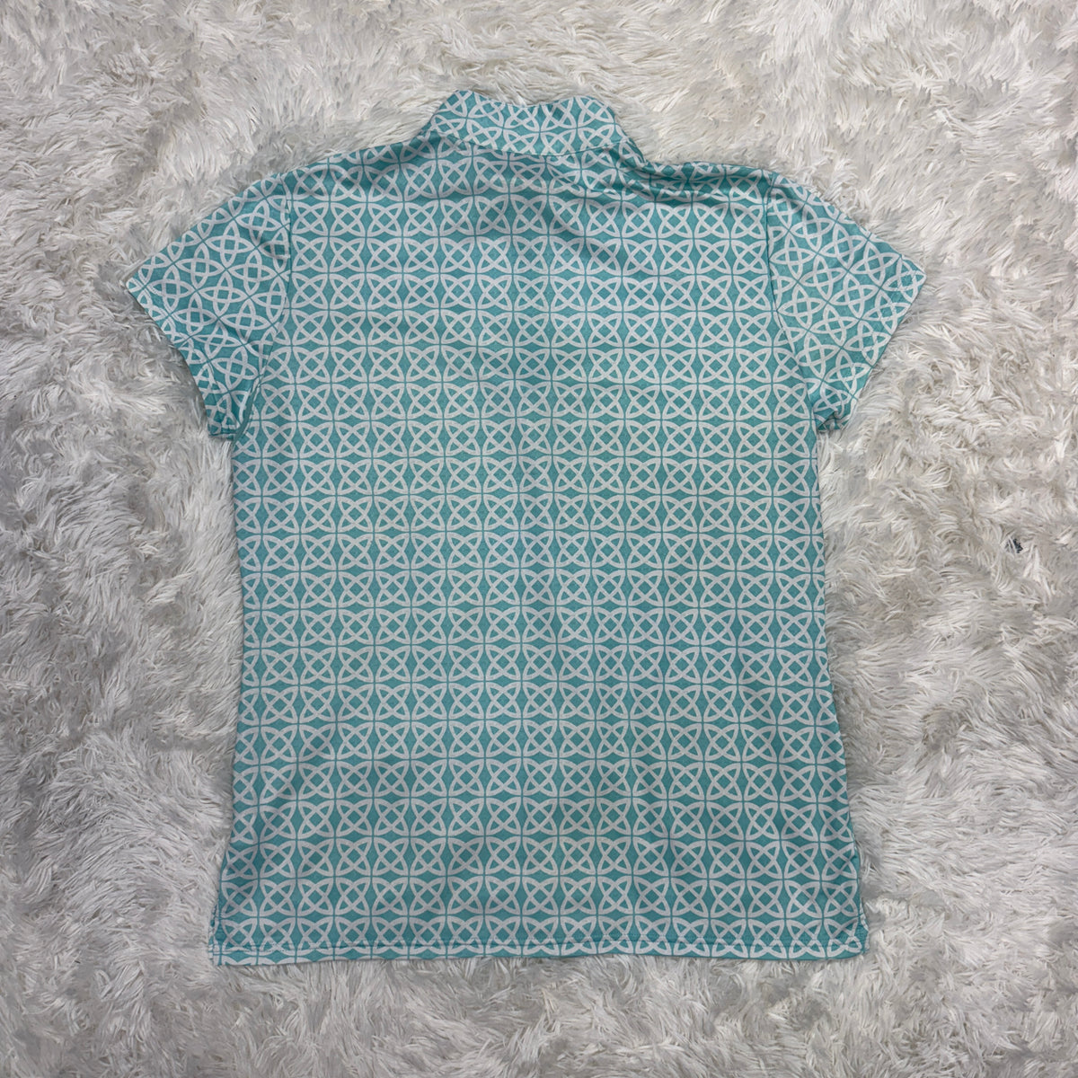 Women’s Large White/Blue Bette & Court Short Sleeve Horseback Riding Sunshirt