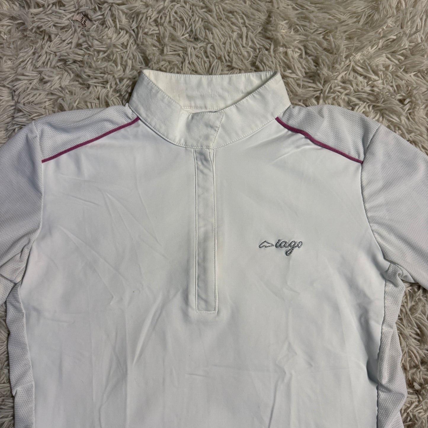 Women’s XL White Iago Short Sleeve Horseback Riding Show Shirt