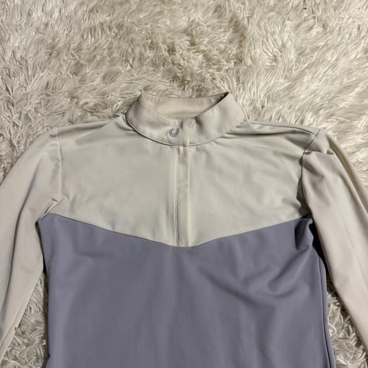 Women’s Small White/Purple FitEq Long Sleeve Horseback Riding Show Shirt