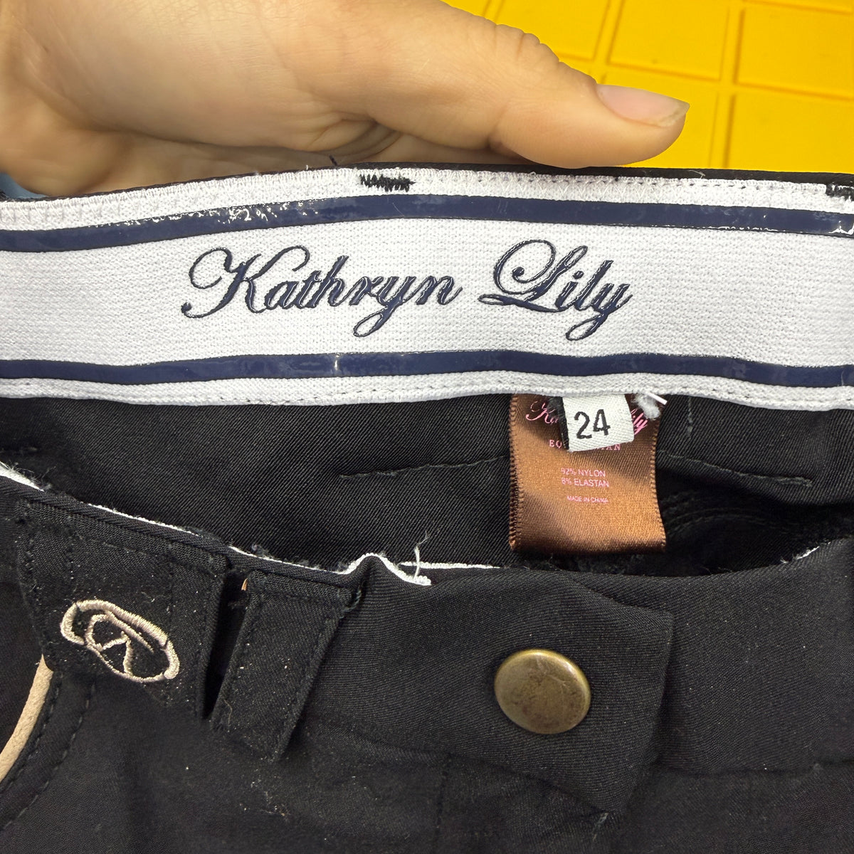 Women’s Size 24R Black Kathryn Lily Knee Patch Horseback Riding Breeches