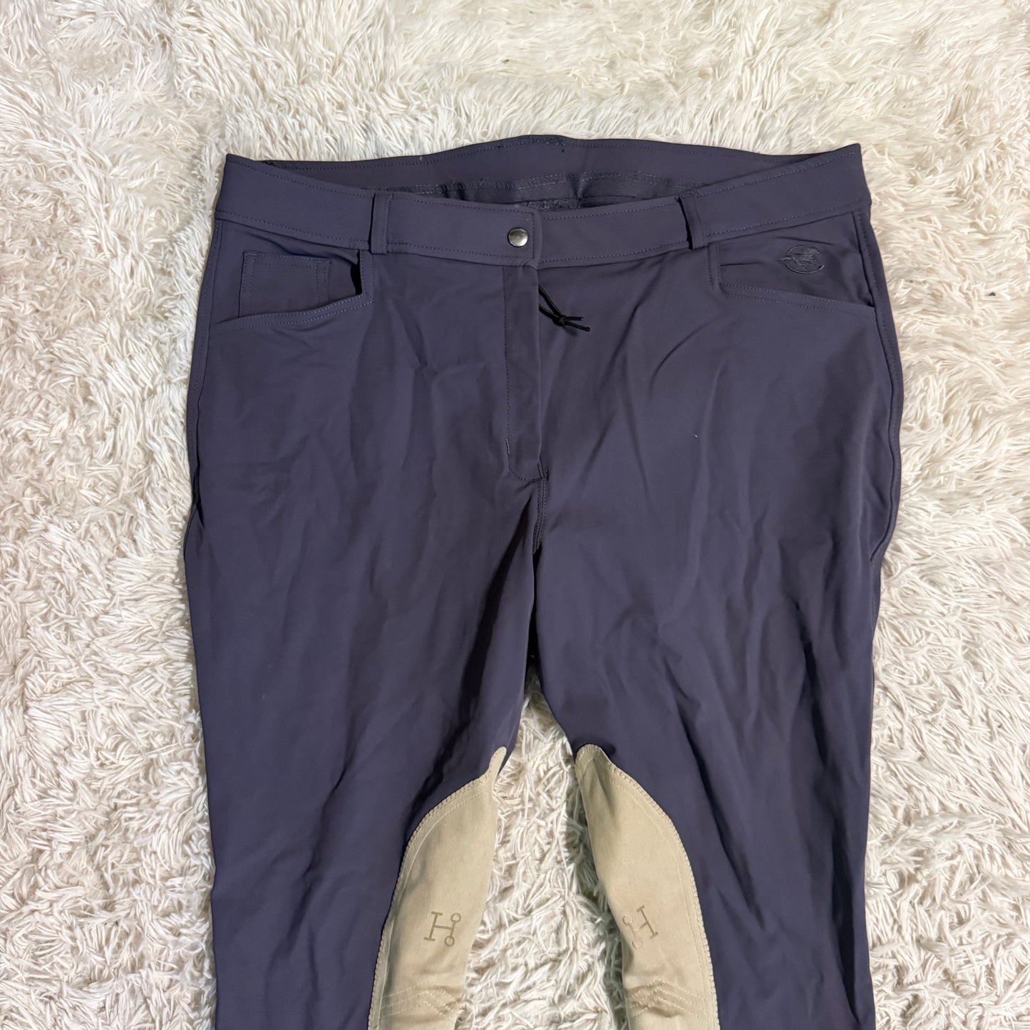 Women’s Size 38R Grey Smartpak Hadley Knee Patch Horseback Riding Breeches