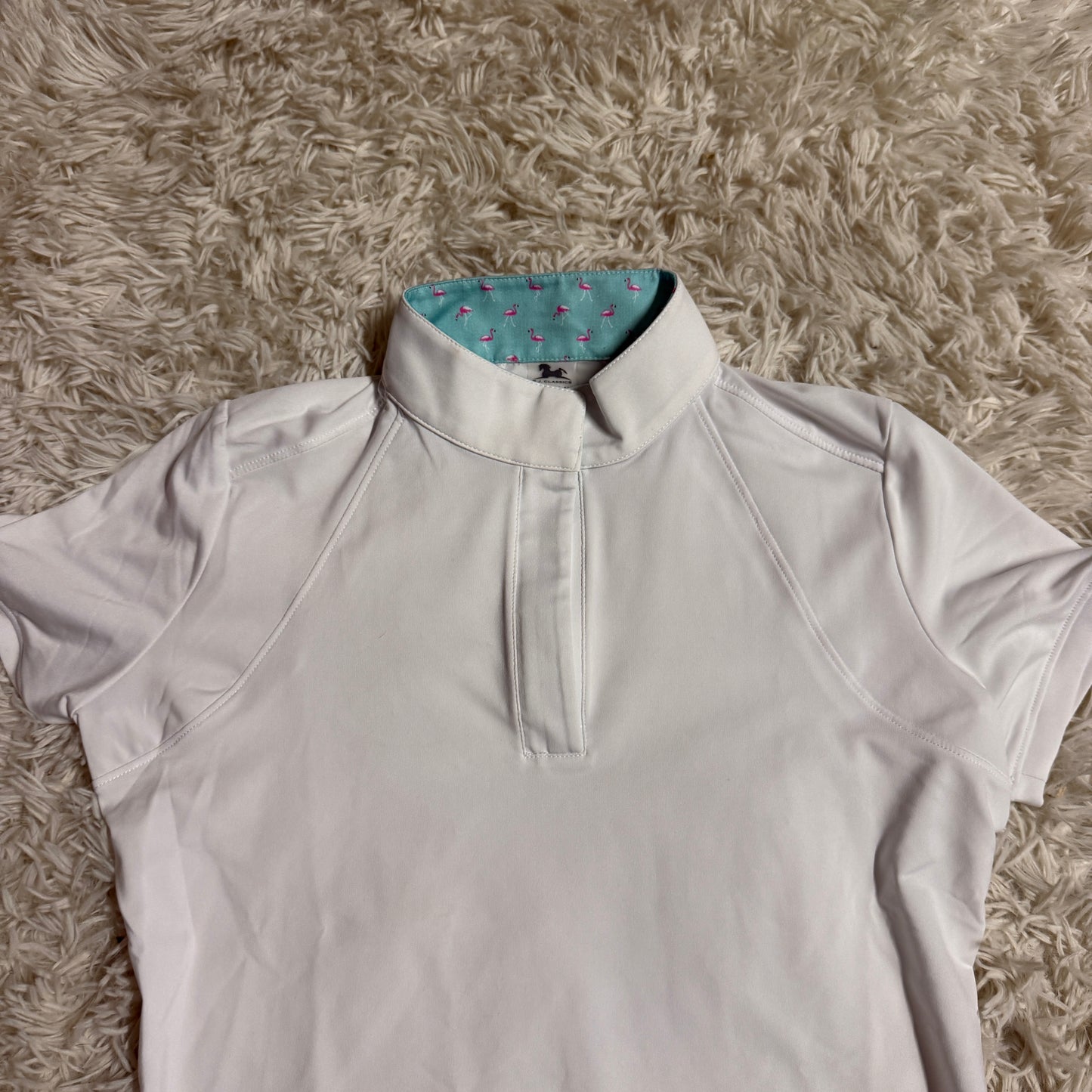 Child’s Large White RJ Classics Short Sleeve Horseback Riding Show Shirt