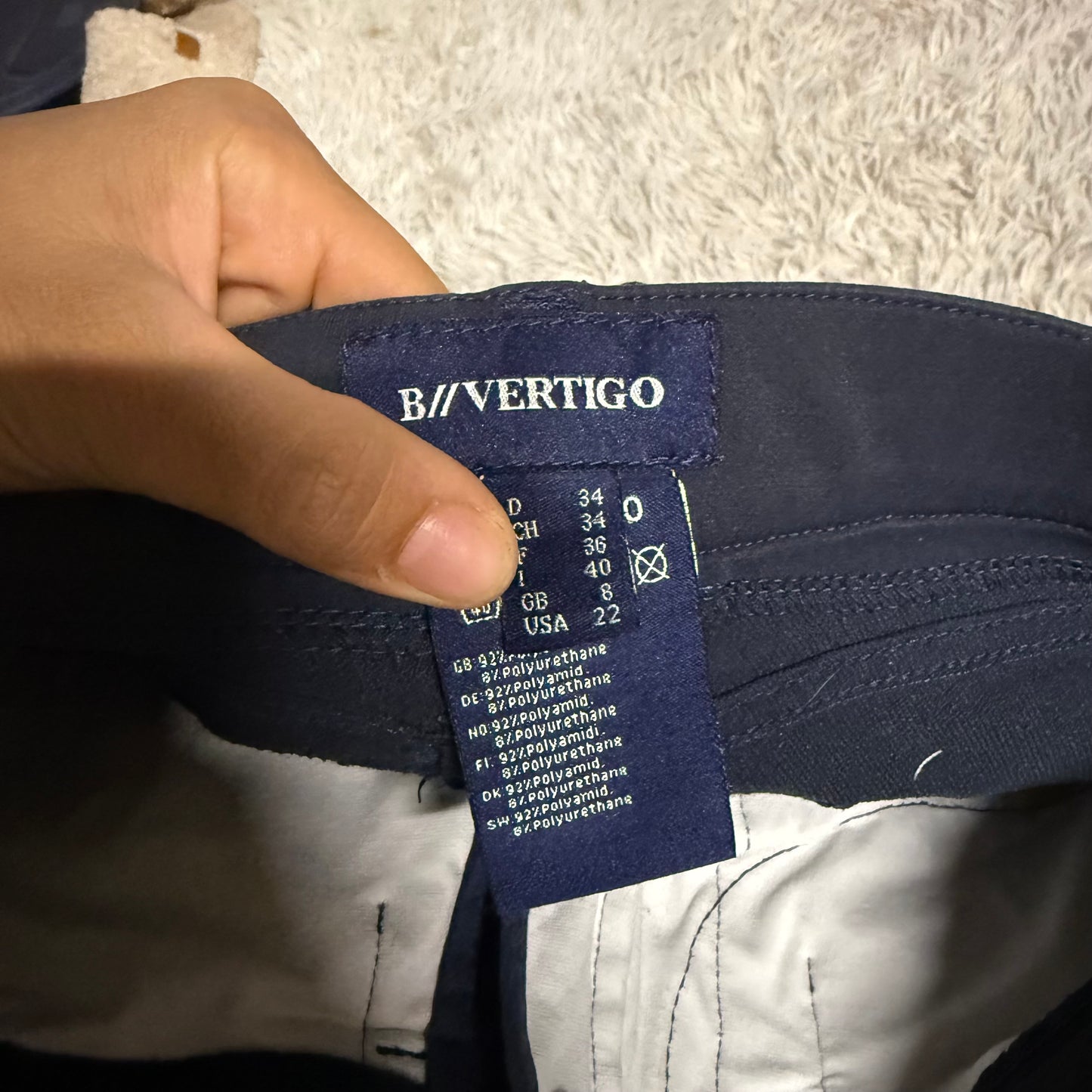 Women’s Size 22R Navy B Vertigo Knee Patch Horseback Riding Breeches