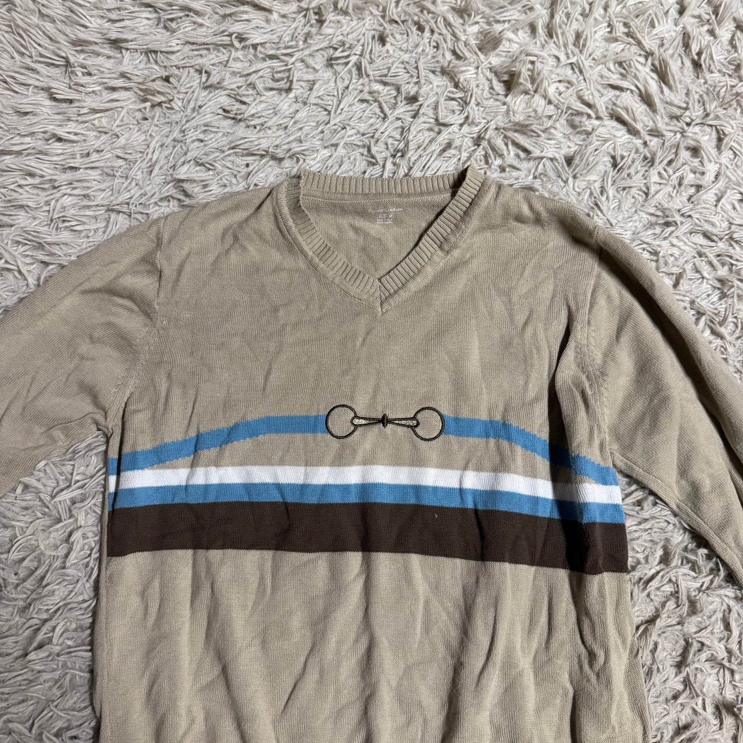 Women’s Medium Tan Equine Couture Long Sleeve Horseback Riding Sweater