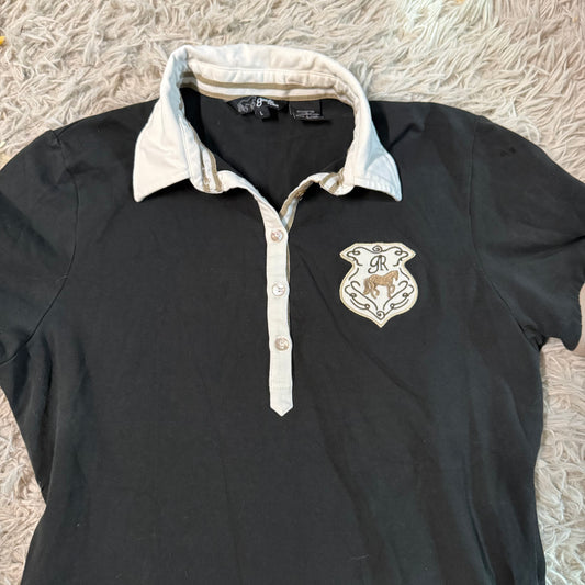 Women’s Large Black Goode Rider Short Sleeve Horseback Riding Polo Shirt