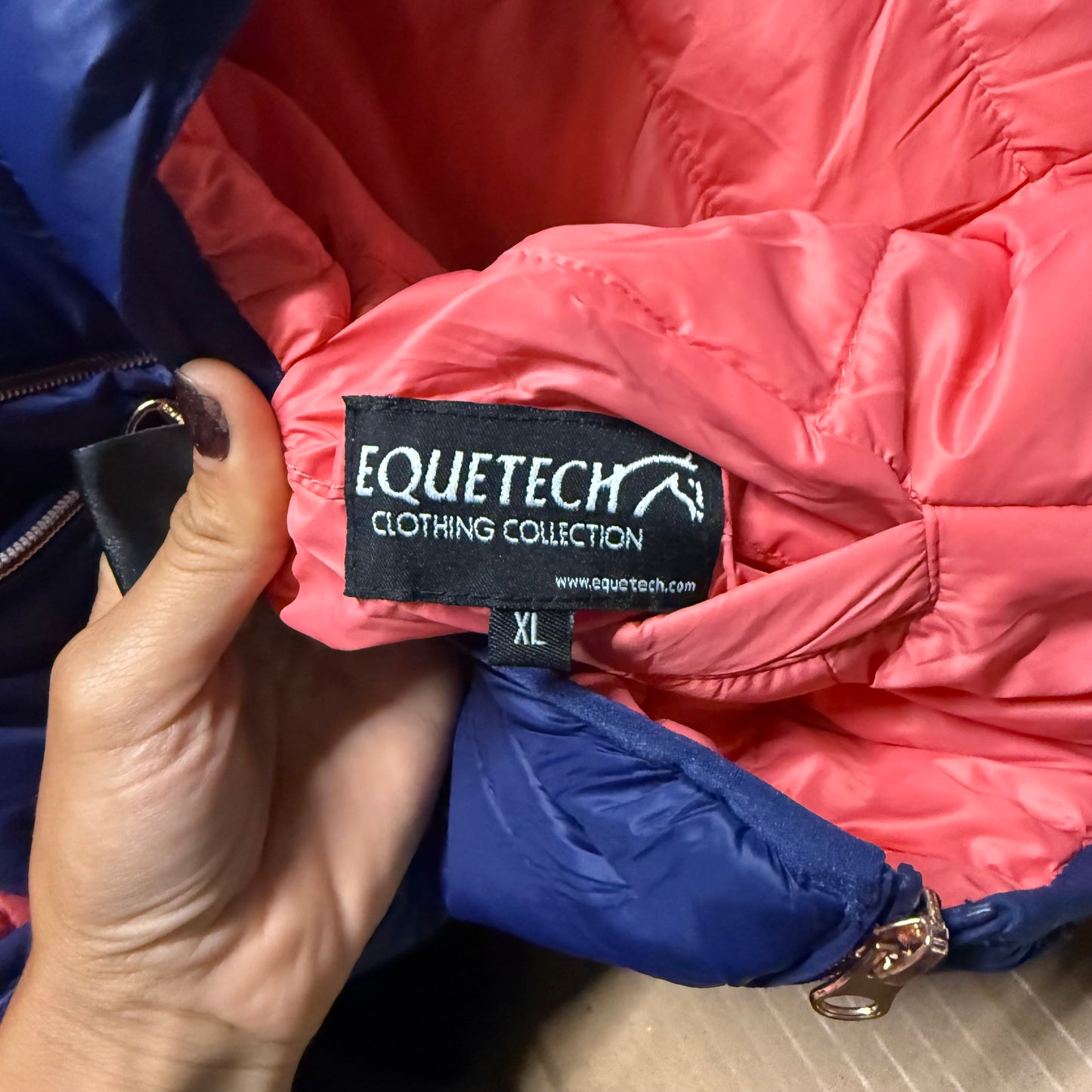 Women’s XL Blue/Pink Equetech Horseback Riding Reversible Puffer Vest