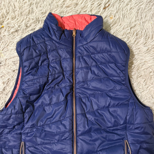 Women’s XL Blue/Pink Equetech Horseback Riding Reversible Puffer Vest