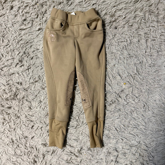 Girl’s Size 6 Tan Equine Couture Knee Patch Horseback Riding Winter Tights