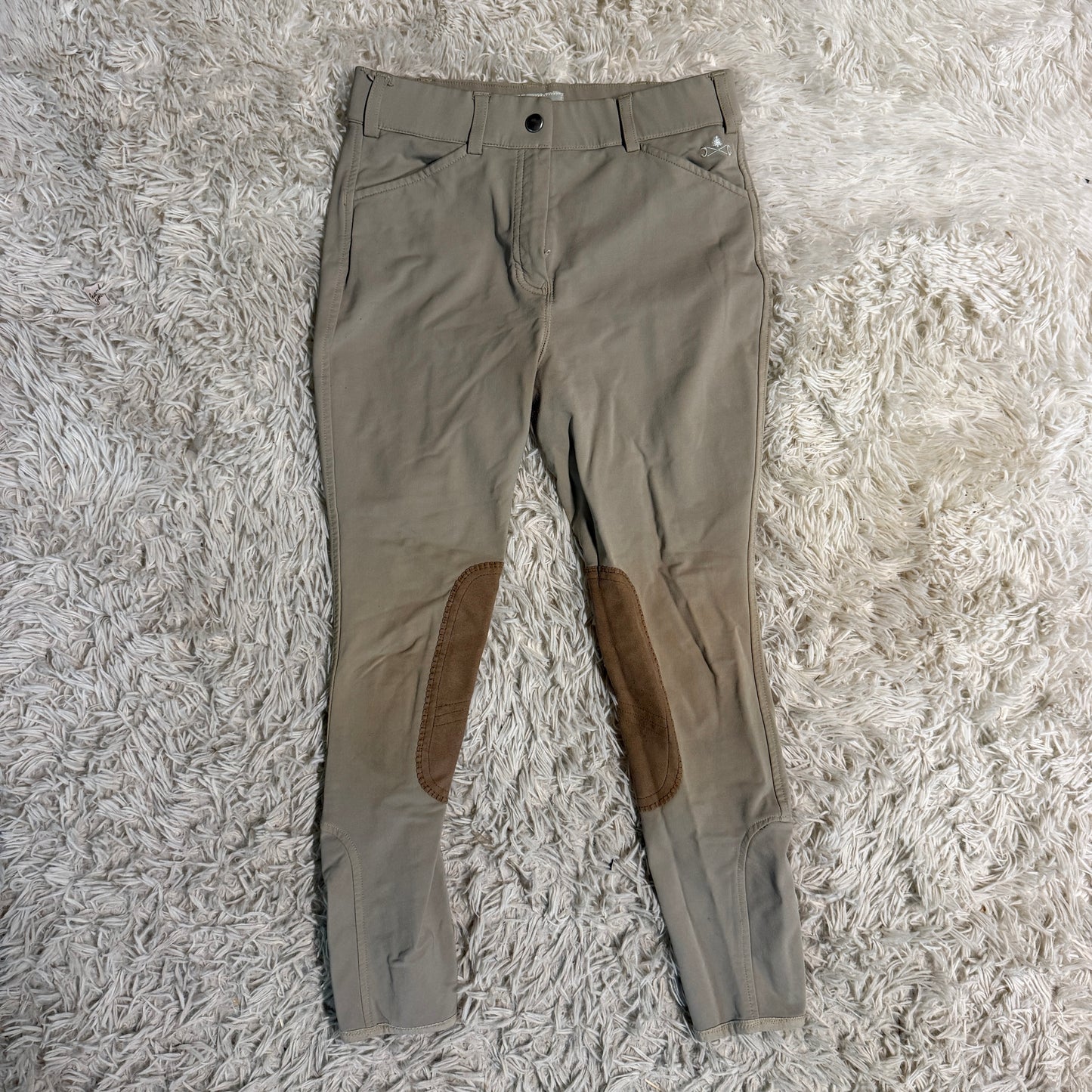 Child’s Size 14R Tan Camp Crossrail Knee Patch Horseback Riding Breeches