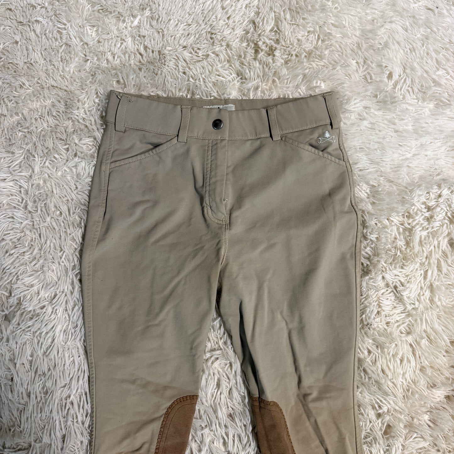 Child’s Size 14R Tan Camp Crossrail Knee Patch Horseback Riding Breeches