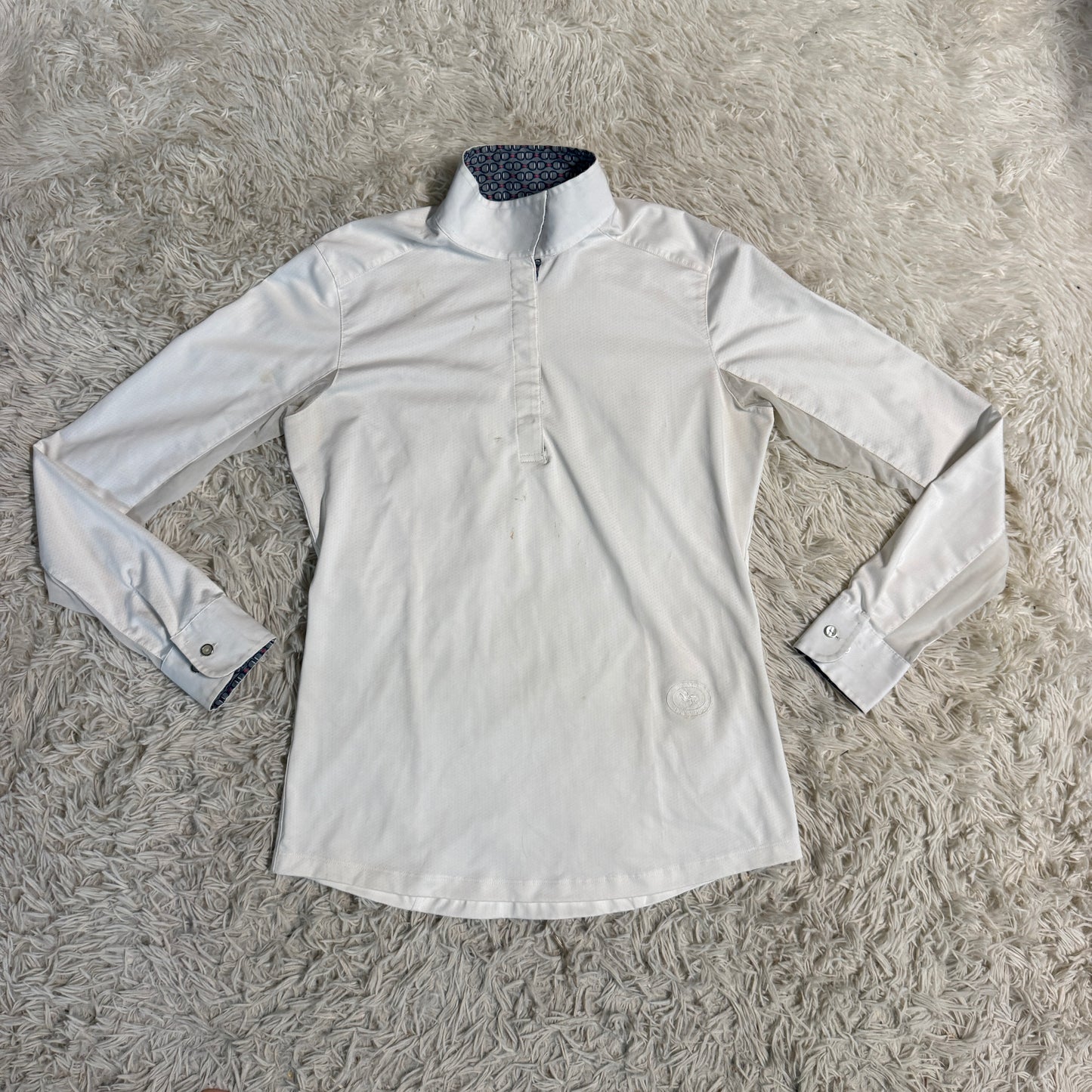 Women’s Medium White Essex Classics Long Sleeve Horseback Riding Show Shirt
