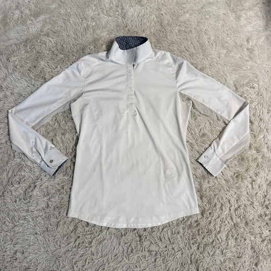Women’s Medium White Essex Classics Long Sleeve Horseback Riding Show Shirt