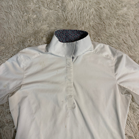 Women’s Medium White Essex Classics Long Sleeve Horseback Riding Show Shirt