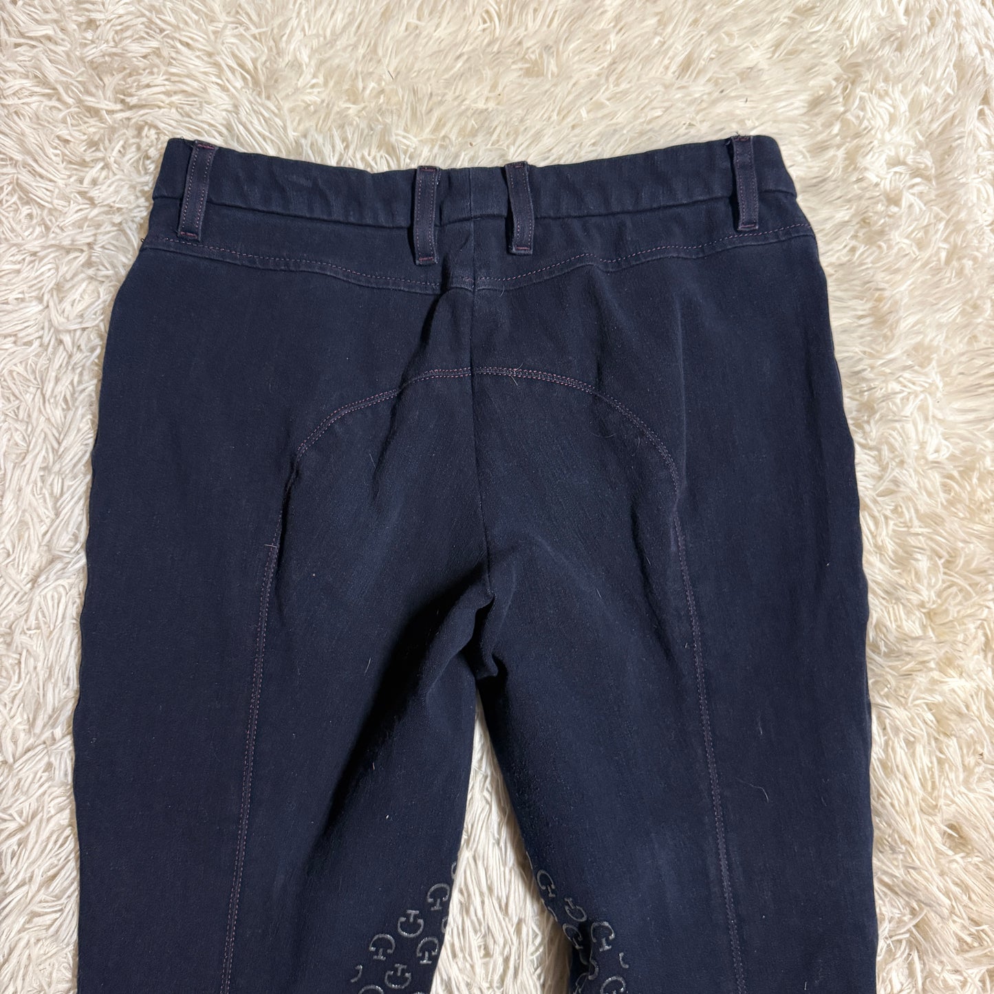 Women’s Size IT42 Navy Jean Cavalleria Toscana Knee Patch Horseback Riding Breeches
