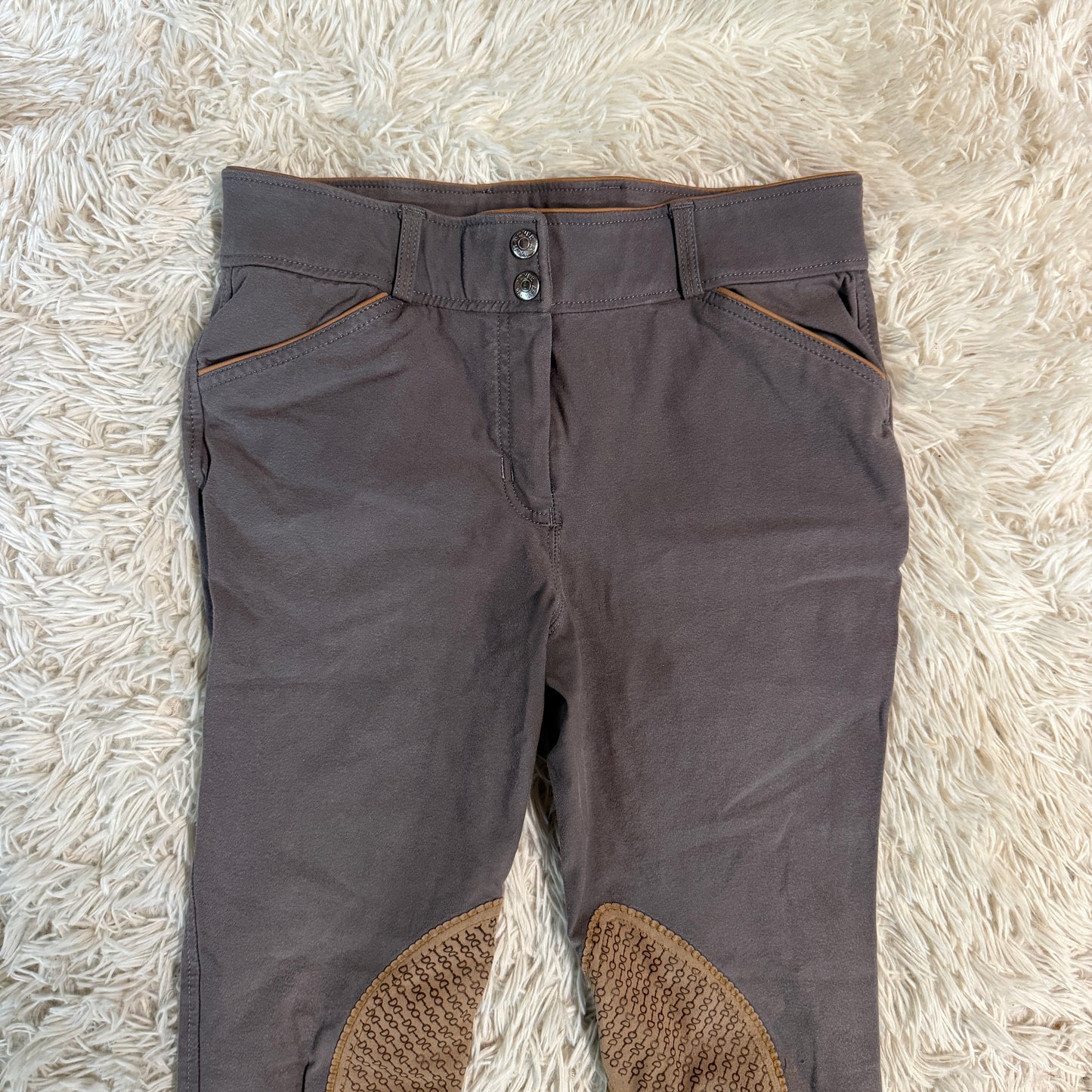 Child’s Size 16R Grey Dover Knee Patch Horseback Riding Breeches