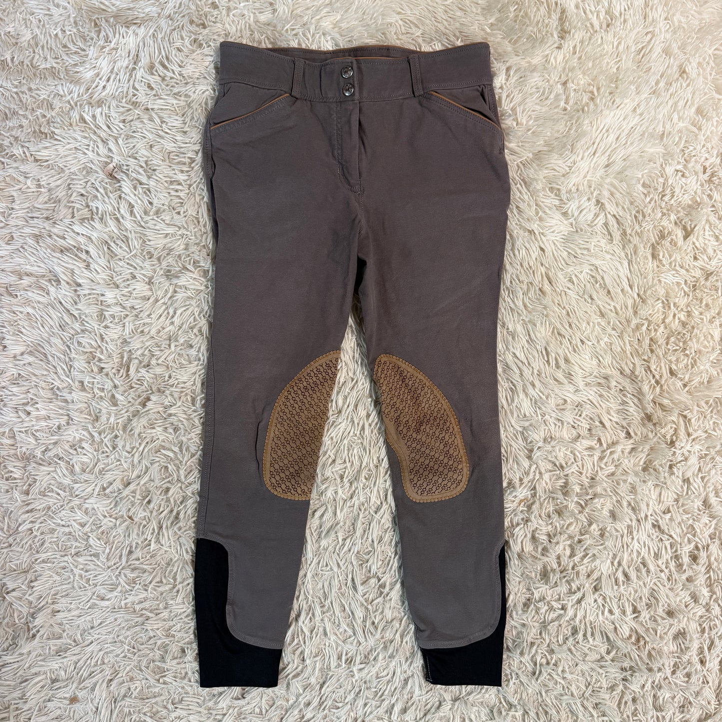 Child’s Size 16R Grey Dover Knee Patch Horseback Riding Breeches