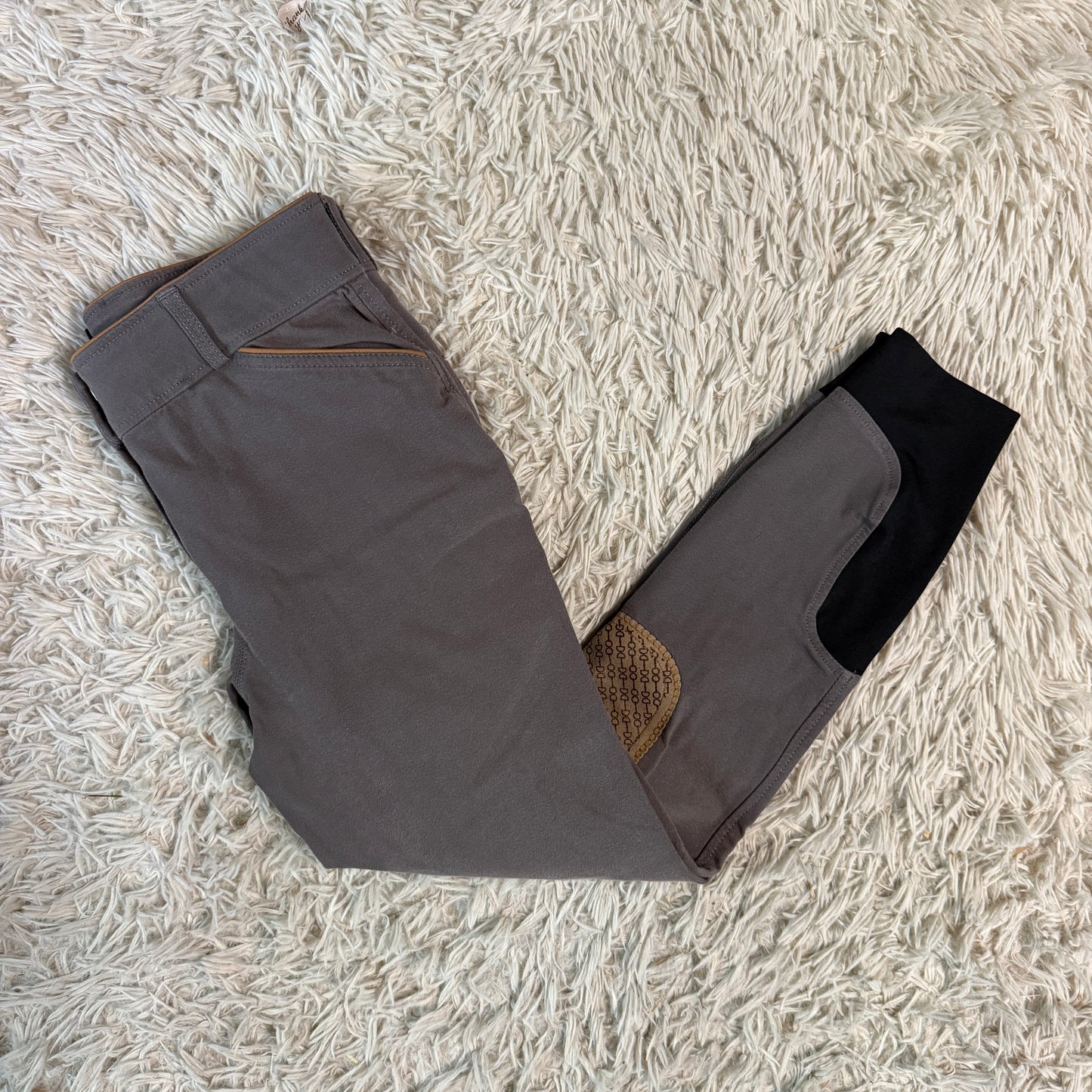Child’s Size 16R Grey Dover Knee Patch Horseback Riding Breeches