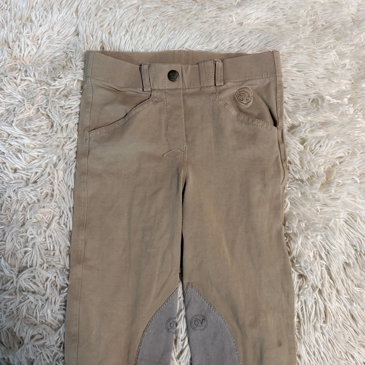 Child’s Small Tan Ovation Knee Patch Horseback Riding Pull On Jodphurs