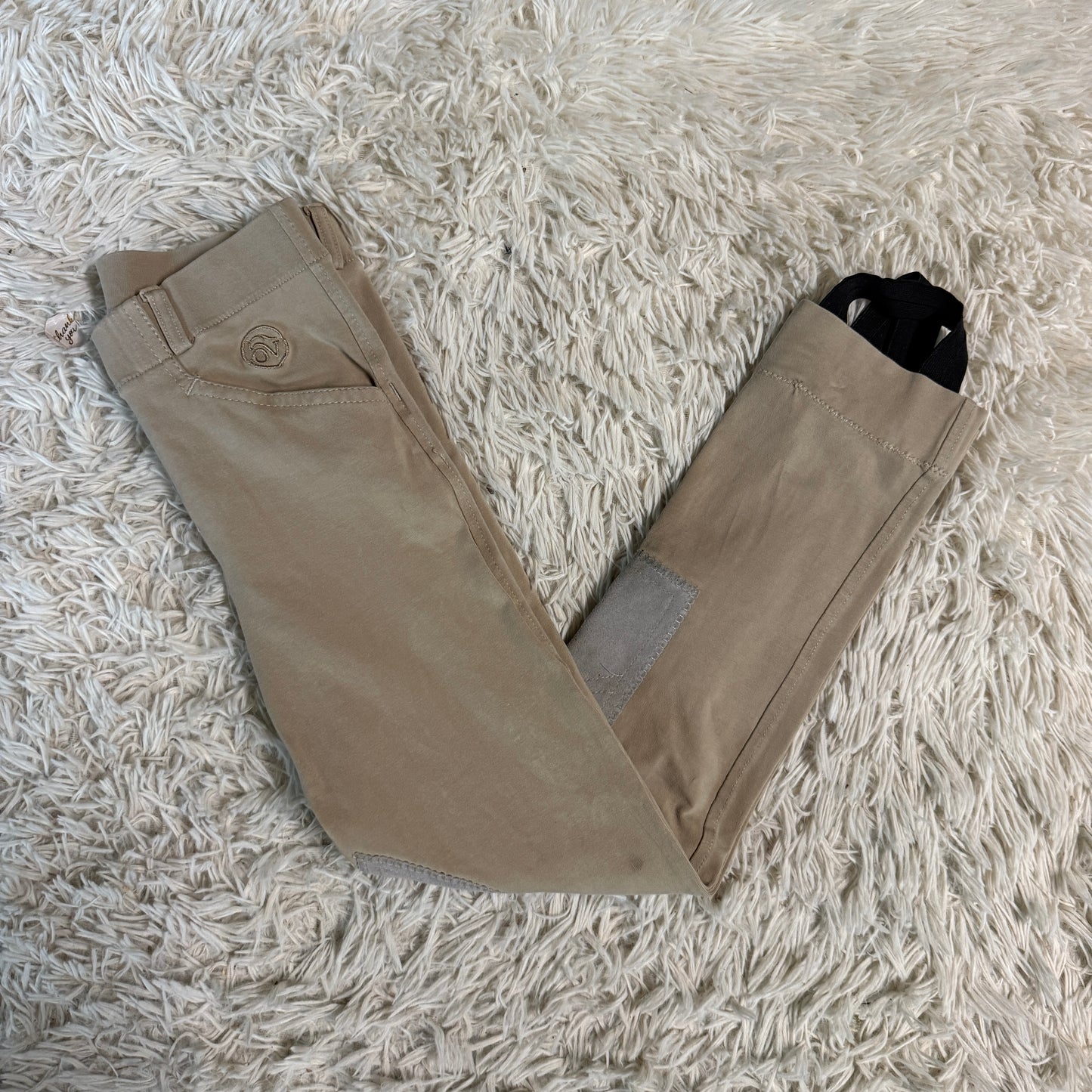 Child’s Small Tan Ovation Knee Patch Horseback Riding Pull On Jodphurs