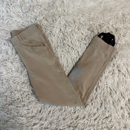 Child’s Small Tan Ovation Knee Patch Horseback Riding Pull On Jodphurs