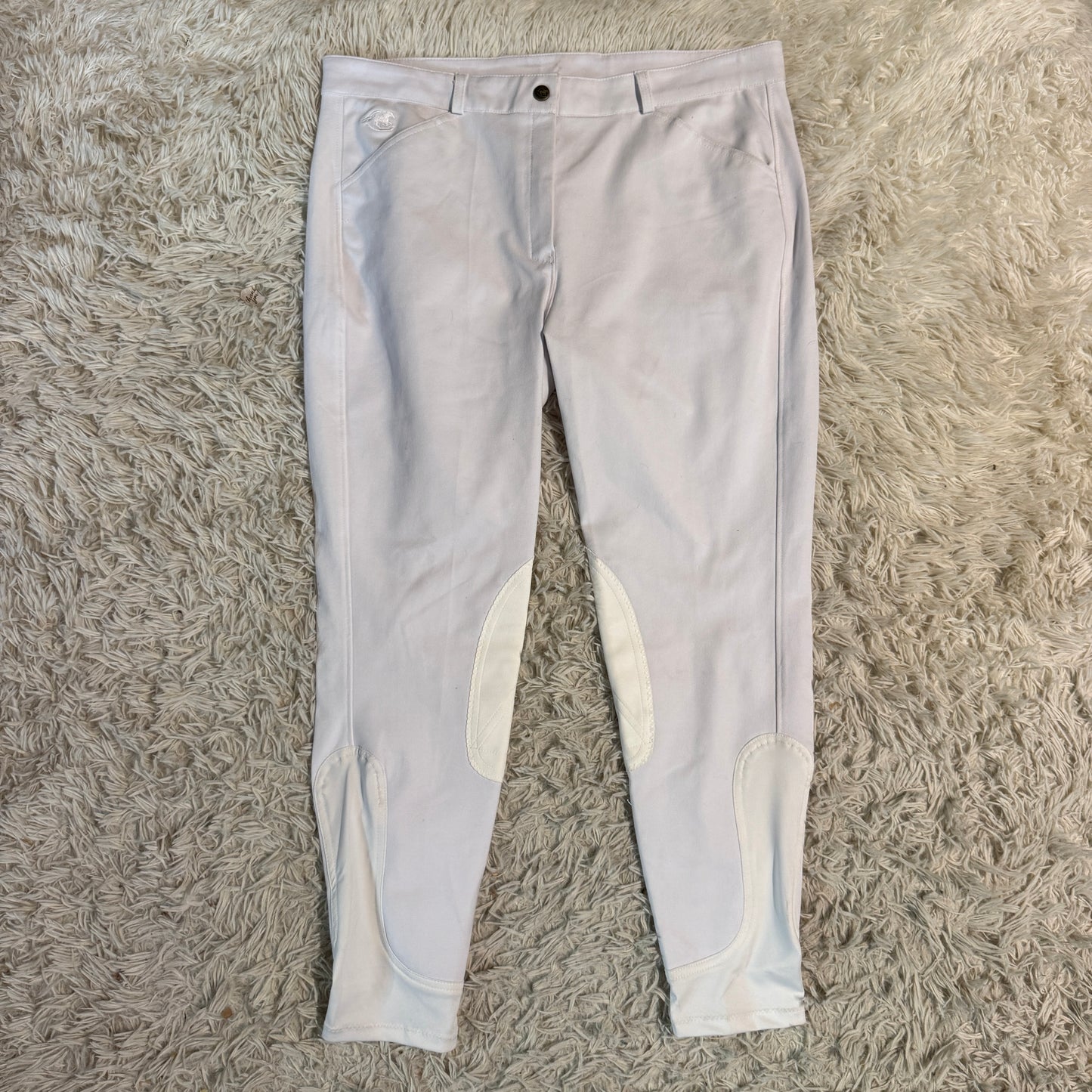 Women’s Size 36R White Smartpak Knee Patch Horseback Riding Breeches