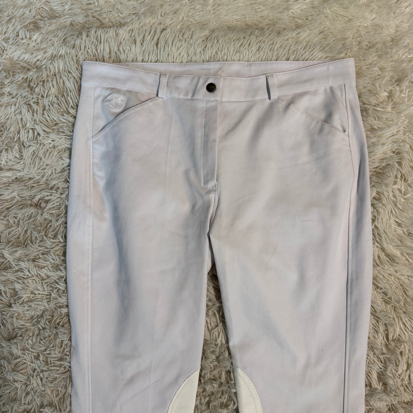 Women’s Size 36R White Smartpak Knee Patch Horseback Riding Breeches