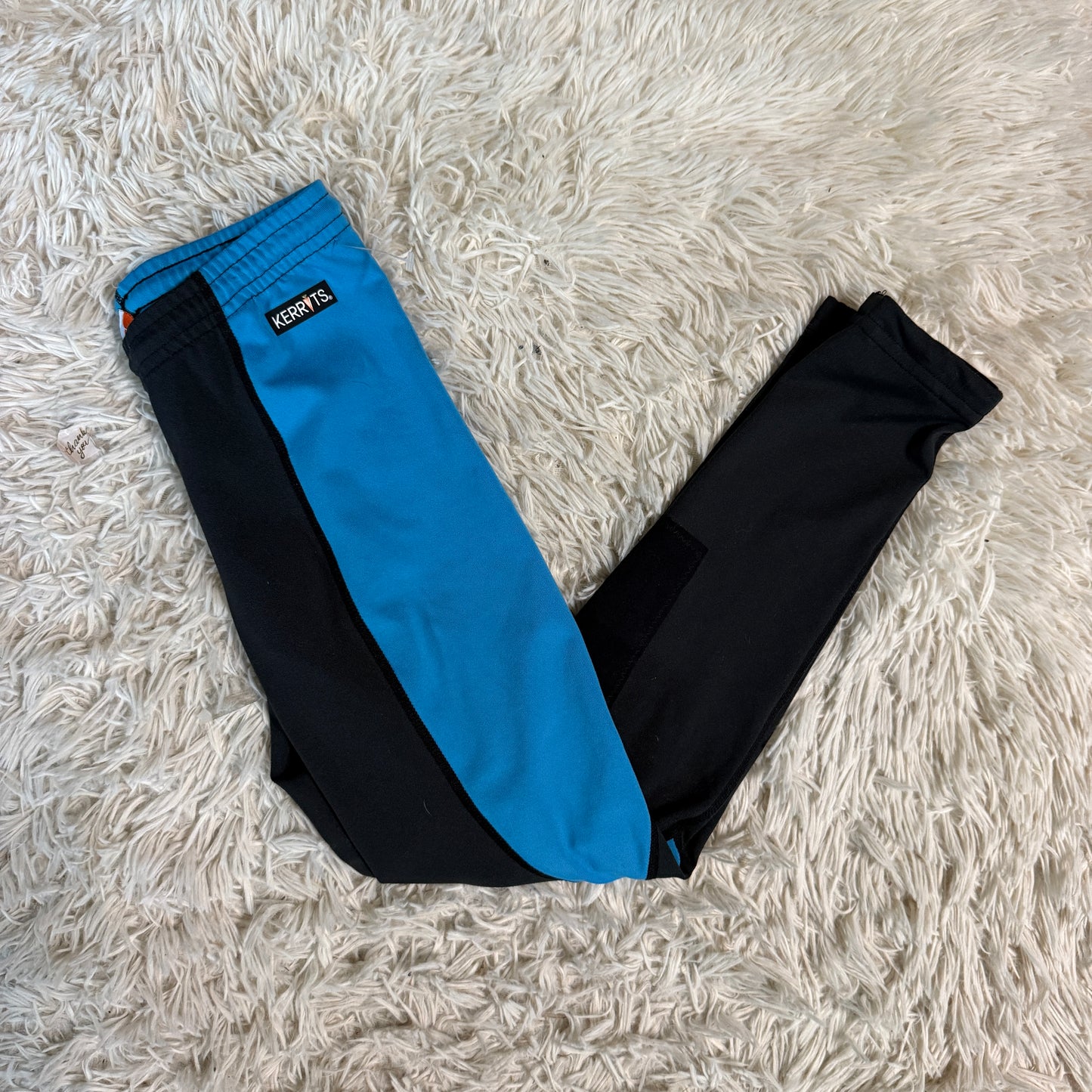 Child’s Medium Blue/Black Kerrits Knee Patch Horseback Riding Tights