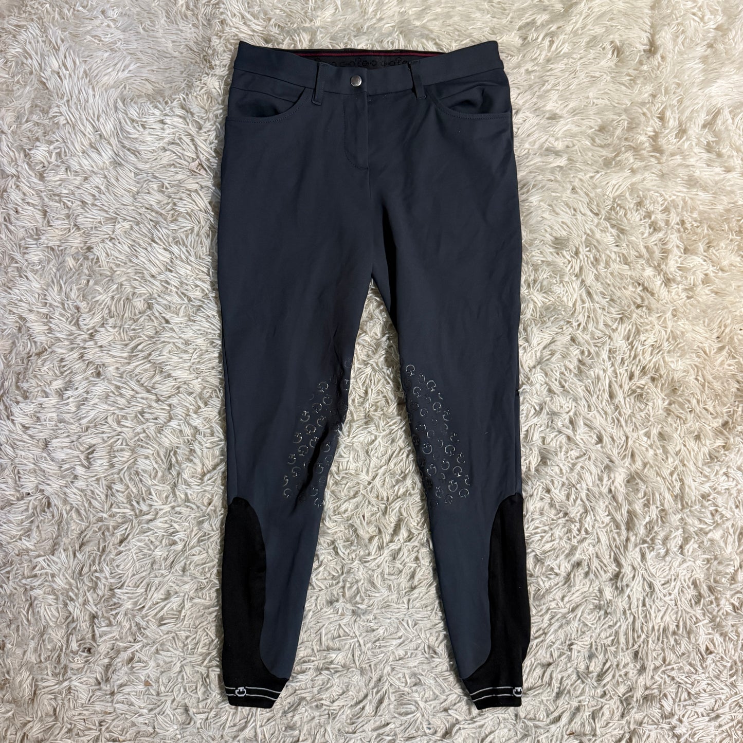 Women’s Size IT42 Grey Cavalleria Toscana Knee Patch Horseback Riding Breeches