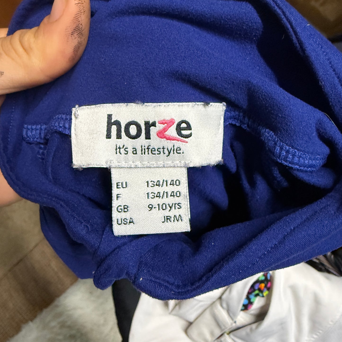Child’s Medium Blue Horze Long Sleeve Winter Horseback Riding Shirt