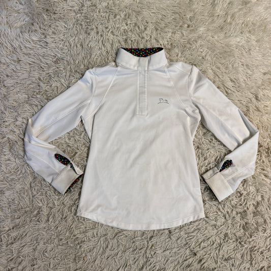 Child’s Medium White RJ Classics Long Sleeve Horseback Riding Show Shirt