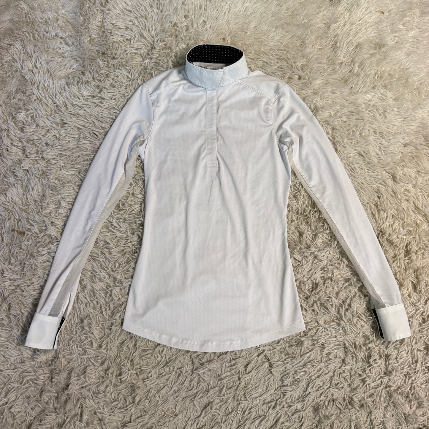 Women’s XXS White Tailored Sportsman Long Sleeve Horseback Riding Show Shirt