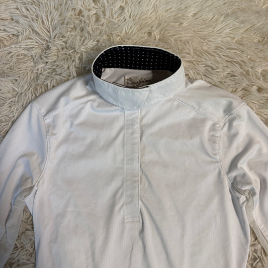 Women’s XXS White Tailored Sportsman Long Sleeve Horseback Riding Show Shirt