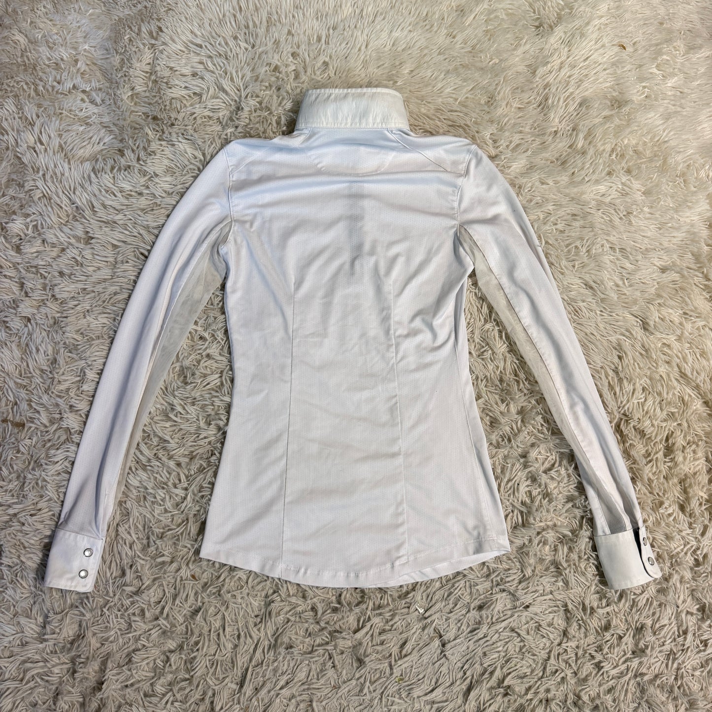 Women’s XXS White Tailored Sportsman Long Sleeve Horseback Riding Show Shirt