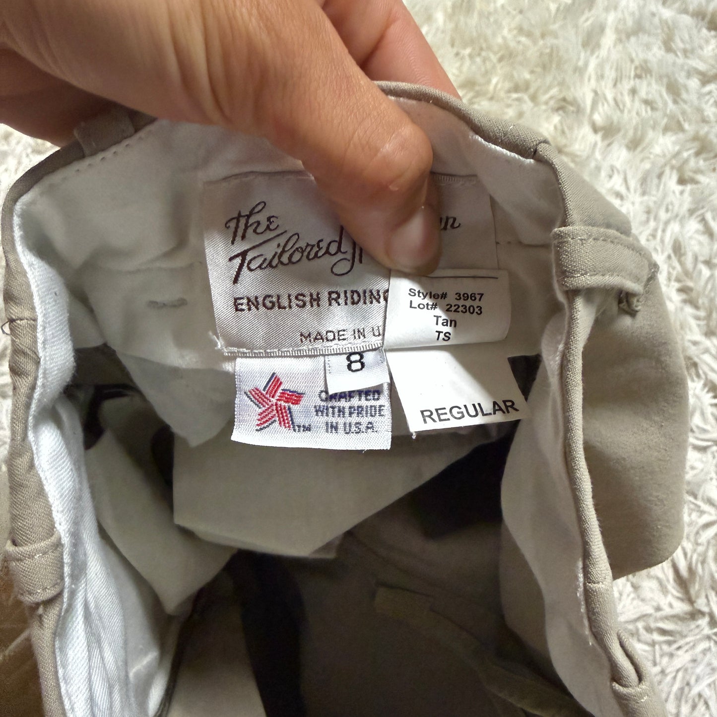 Child’s Size 8R Tan Tailored Sportsman Knee Patch Horseback Riding Jodphurs