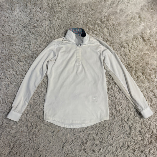 Child’s Large White Essex Classics Long Sleeve Horseback Riding Show Shirt