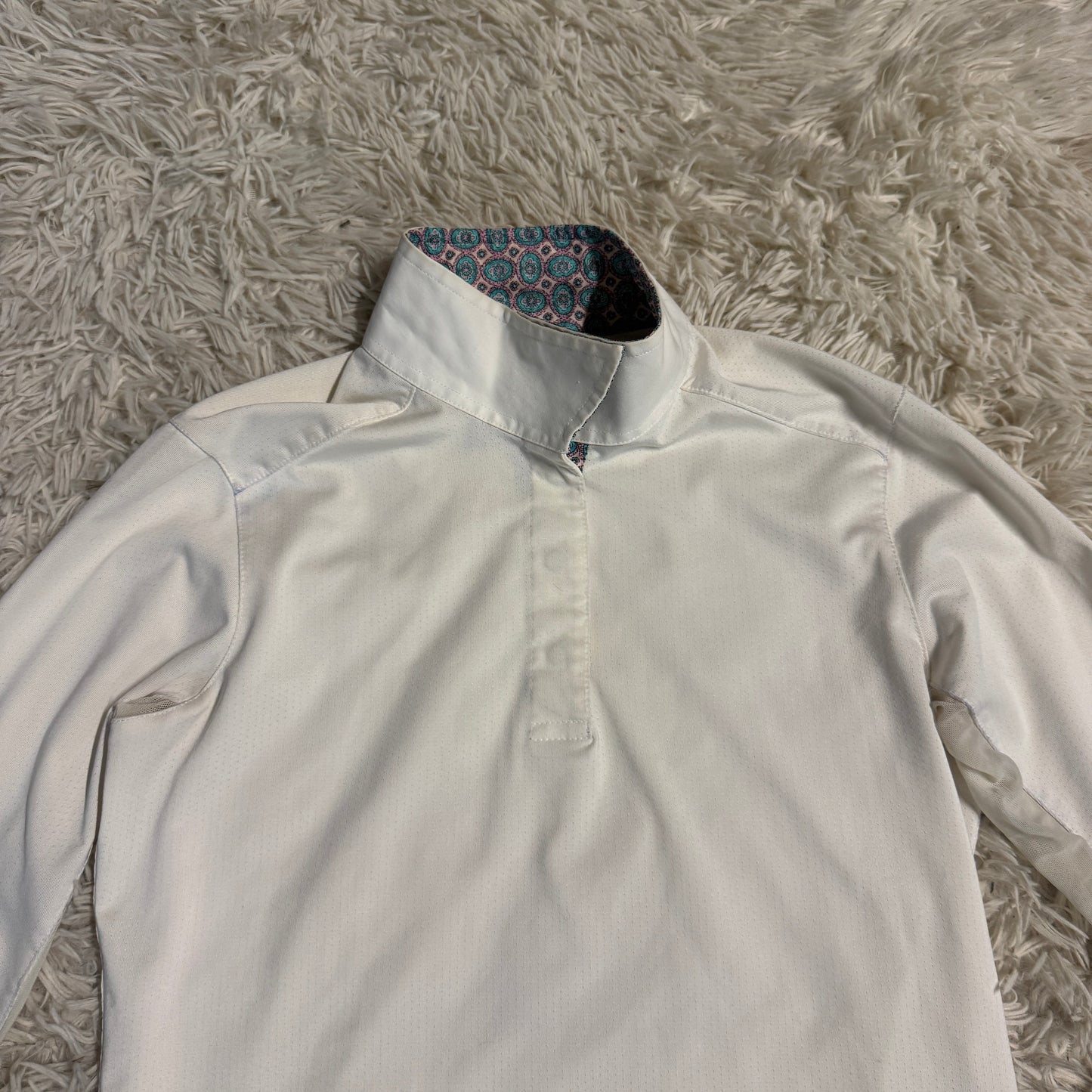 Child’s Large White Essex Classics Long Sleeve Horseback Riding Show Shirt