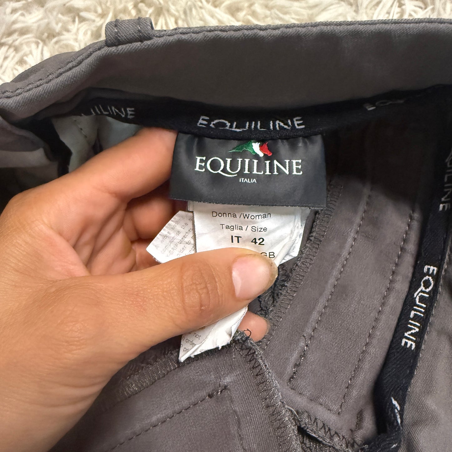 Women’s Size IT42 Grey Equiline Knee Patch Horseback Riding Breeches