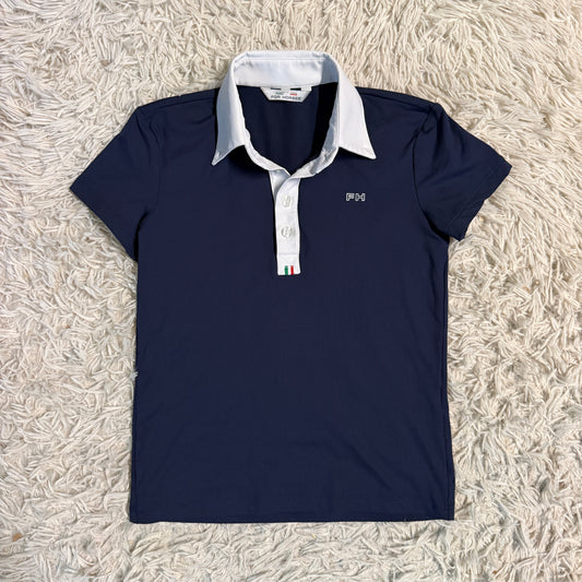 Boy’s Size 10 Navy For Horses Short Sleeve Horseback Riding Show Shirt