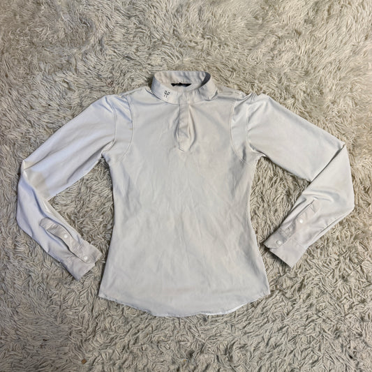 Women’s XS White Horse Pilot Long Sleeve Horseback Riding Show Shirt