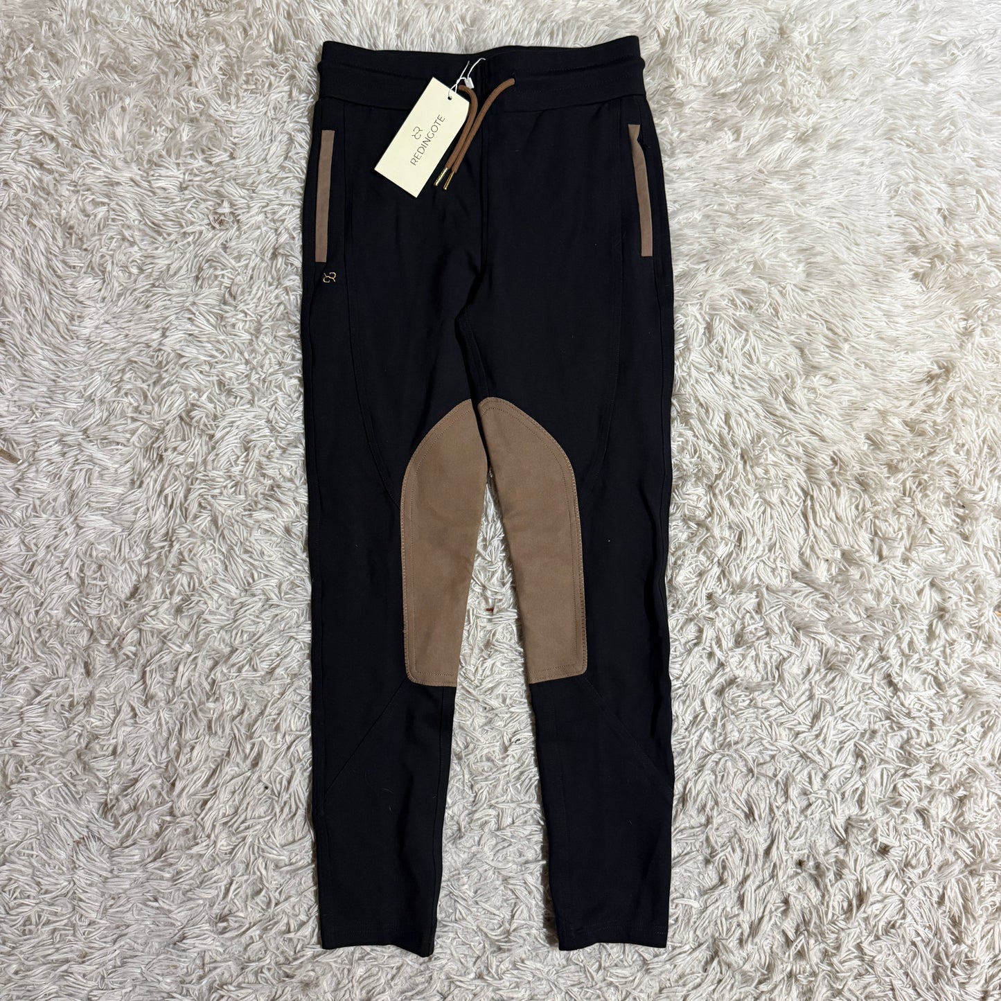 New Women’s Small Black Redingote Knee Patch Horseback Riding Jogger Breeches